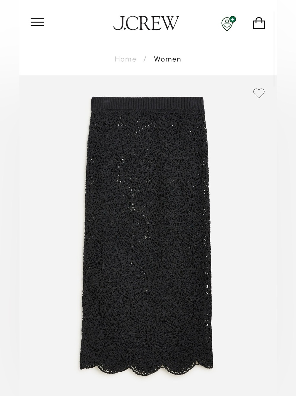 NWT J. Crew Open Crochet Pencil Midi Sweater Skirt Black XS CA741